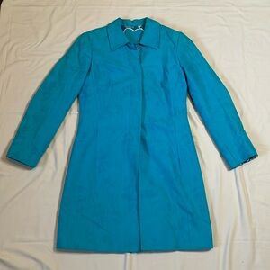 Light blue long cotton jacket with floral lining